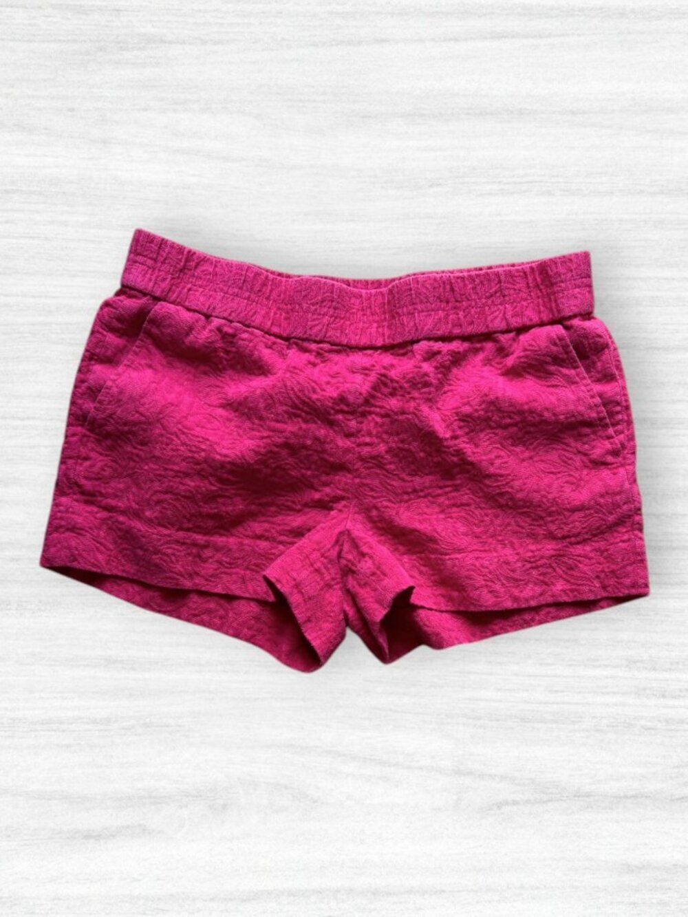 J.Crew Pink Textured Pull On Shorts Elastic Waist Casual Summer Beach Size 6